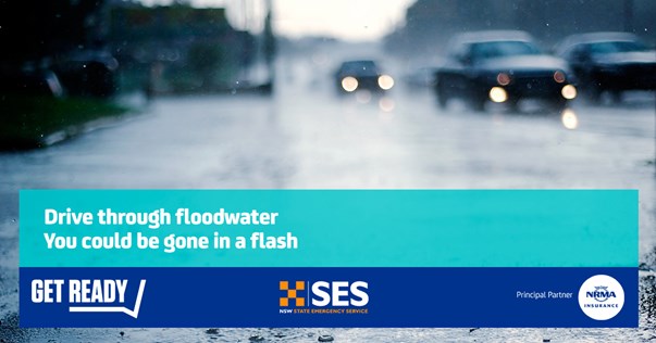 Never drive through floodwater graphic