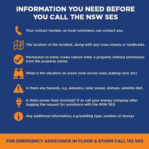 Information you need before you call the NSW SES