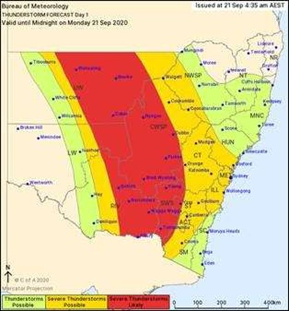 The severe weather warning issued by the Bureau of Meteorology earlier today.