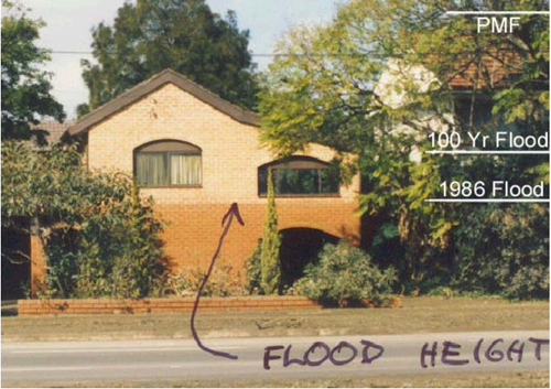 The range in flood levels for many houses in Moorebank