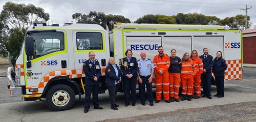 NSW SES Commissioner Carlene York APM with SES staff and volunteers