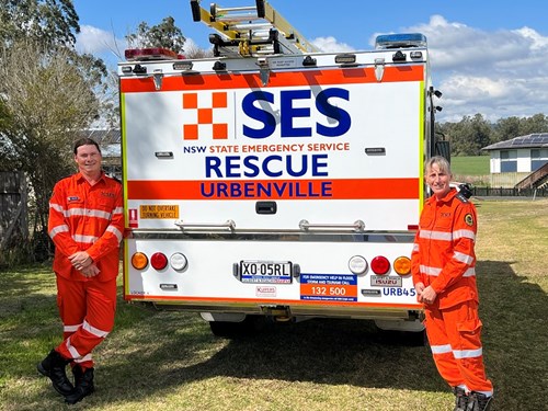 NSW SES Urbenville Unit volunteer Karl Beitz and Unit Commander Thelma Cook with the new rescue truck.