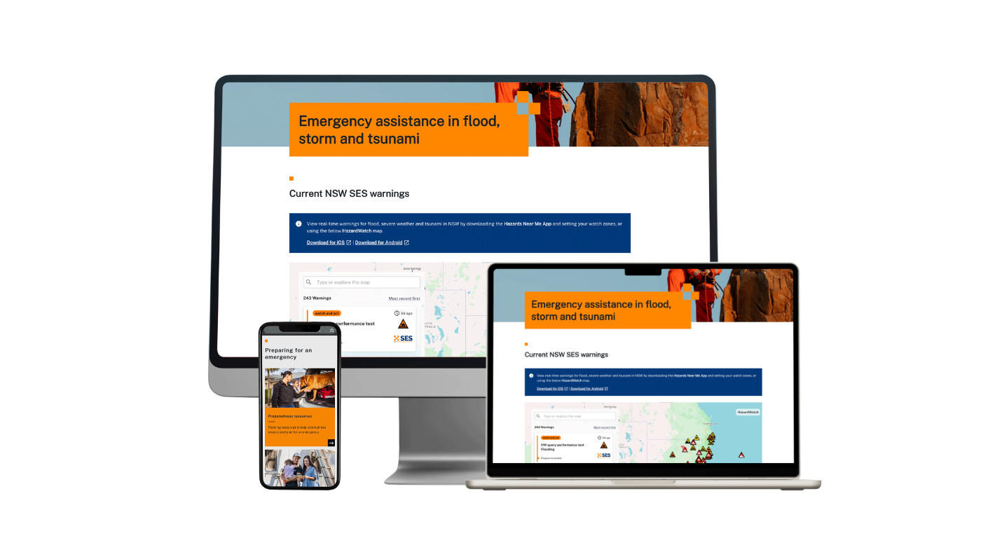 NSW SES new website displayed in multiple devices