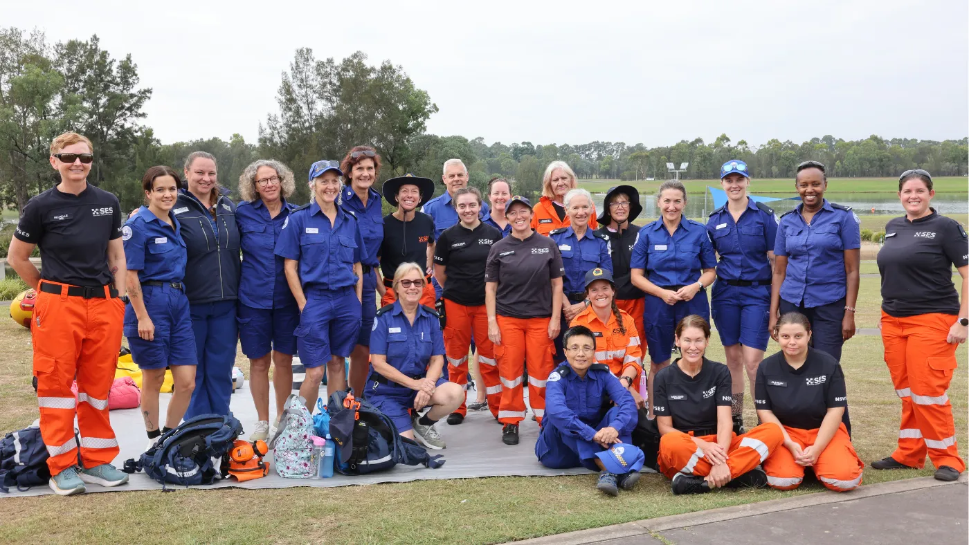 Participants at the women's flood rescue training