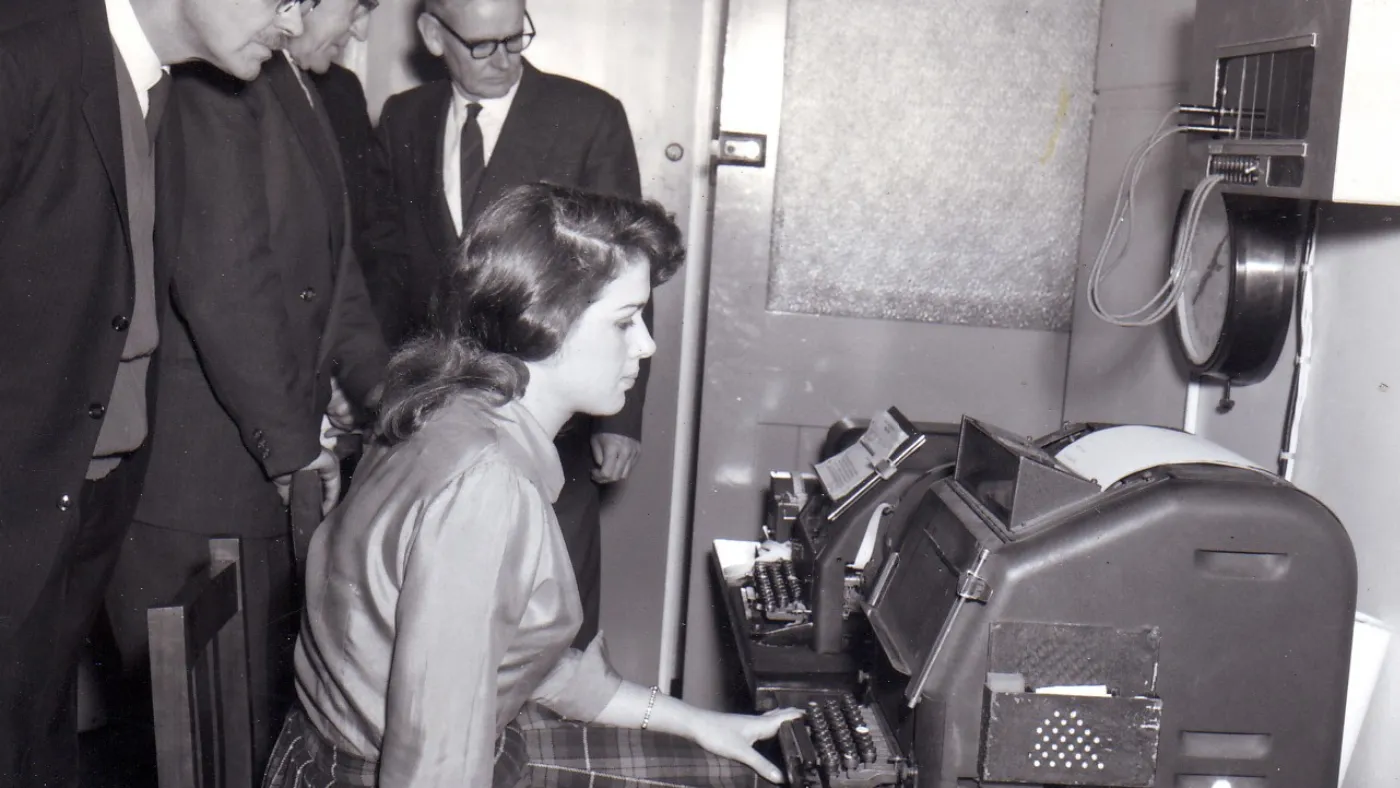 Black and white image of Signals demonstration at State Headquarters July 1960