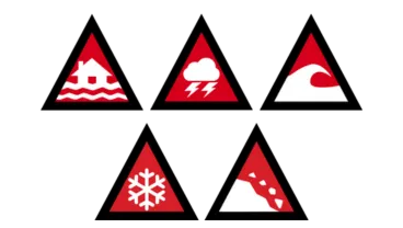 Australian Warning System displaying emergency warning for storm, flood, tsunami, coastal erosion and snow