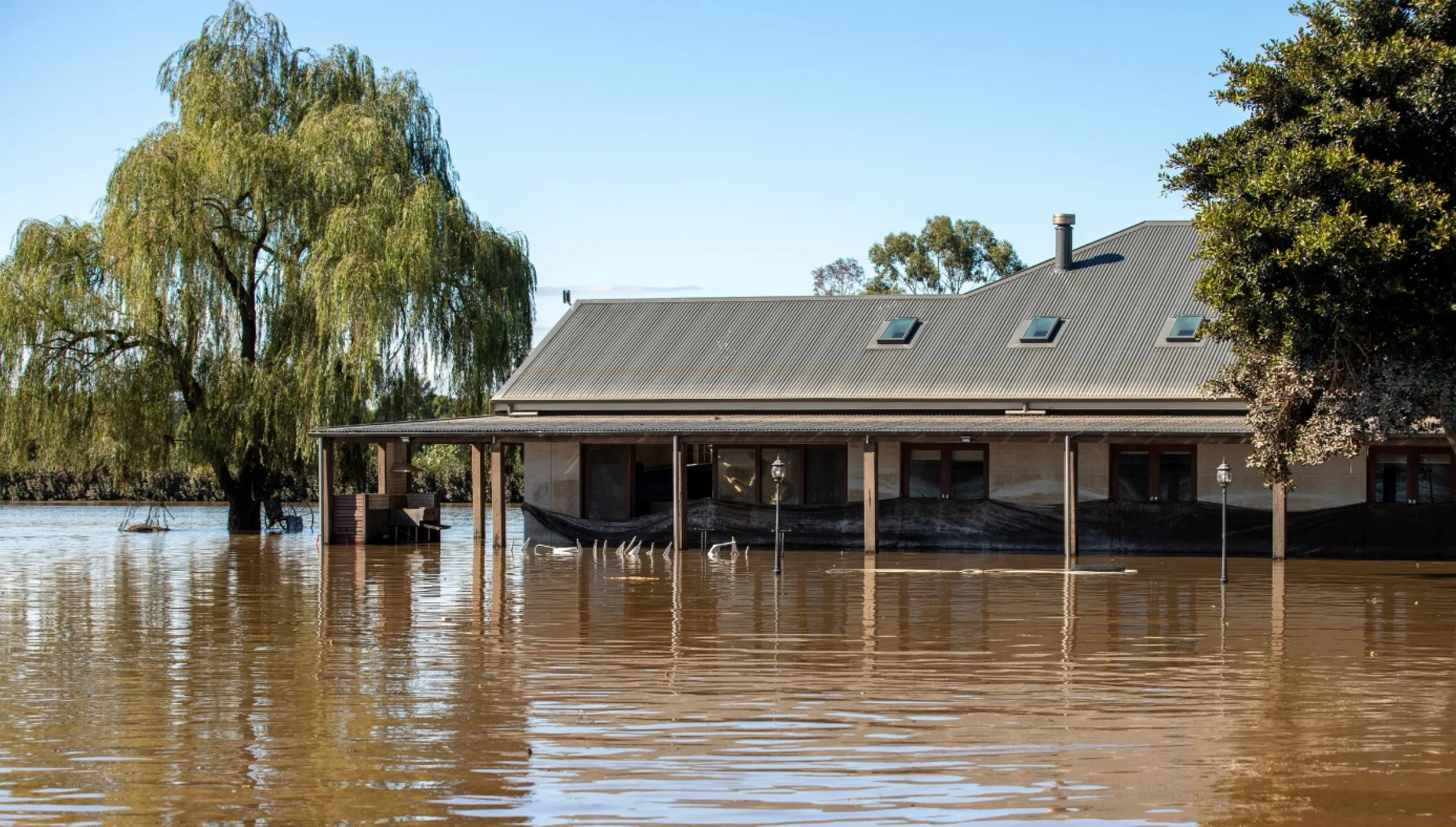 Flooded house in the Hawkesbury-Nepean Valley area. 