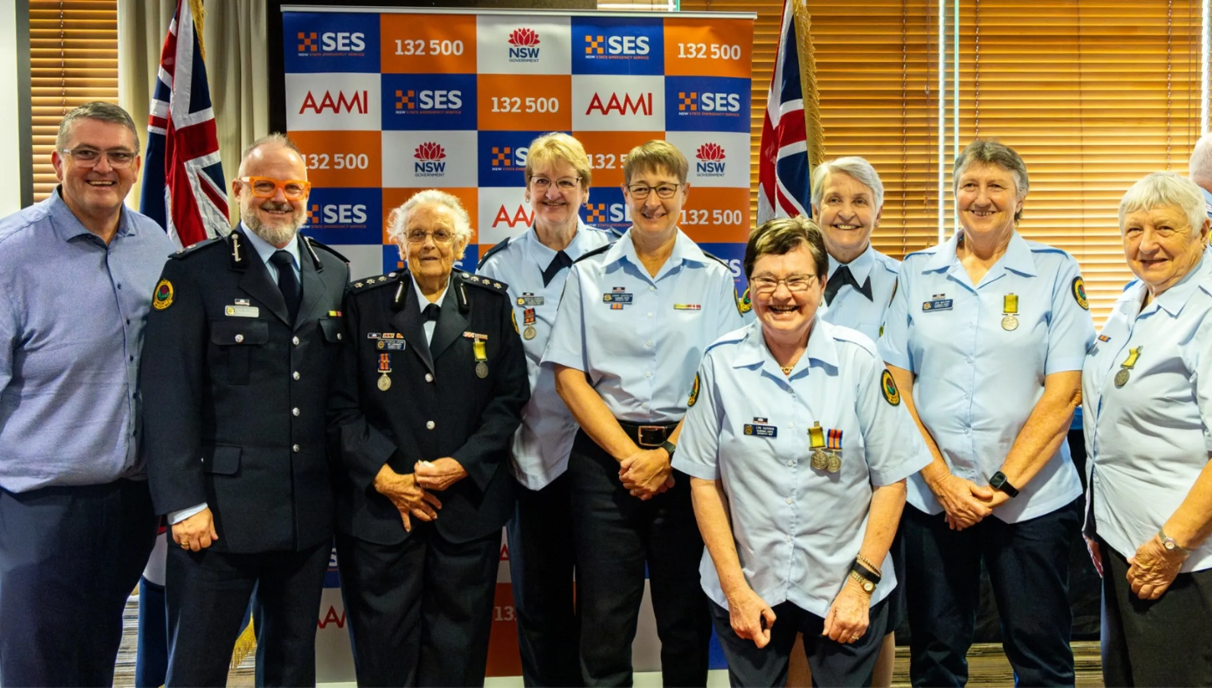 Groupf of NSW SES members being awared for the North East Zone Awards
