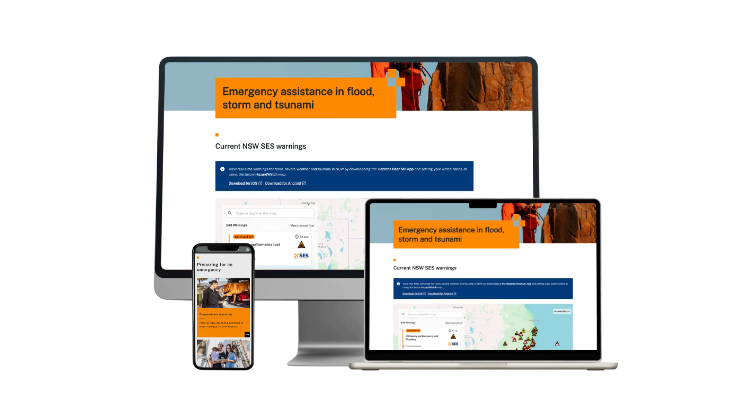 NSW SES new website displayed in multiple devices