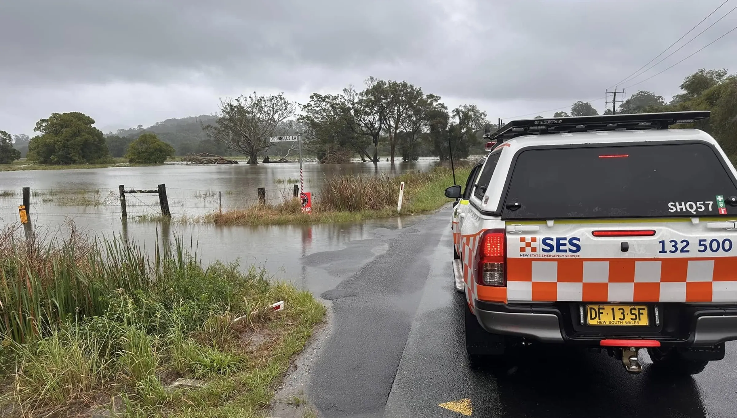 Car by flooded water